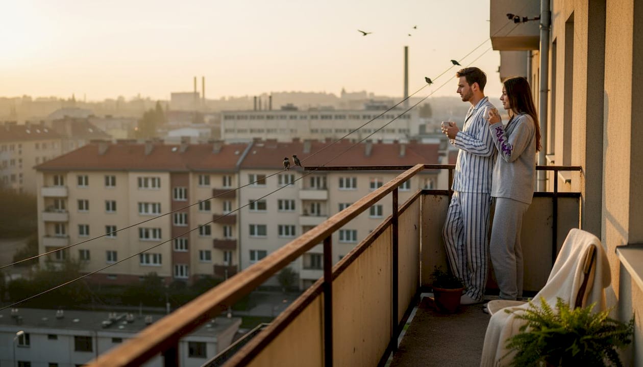 Výhled z balkonu bytu na panorama Mladé Boleslavi