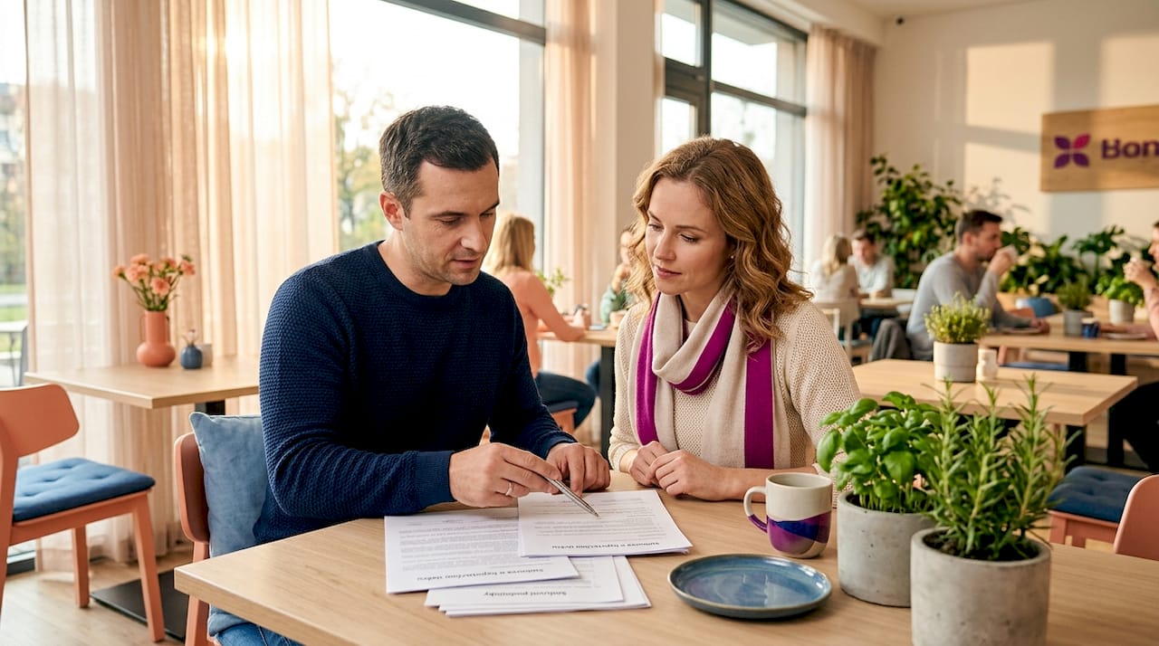 1778639884410_Couple-consulting-banker-about-mortgage-application Pár se radí s bankéřem ohledně žádosti o hypotéku.